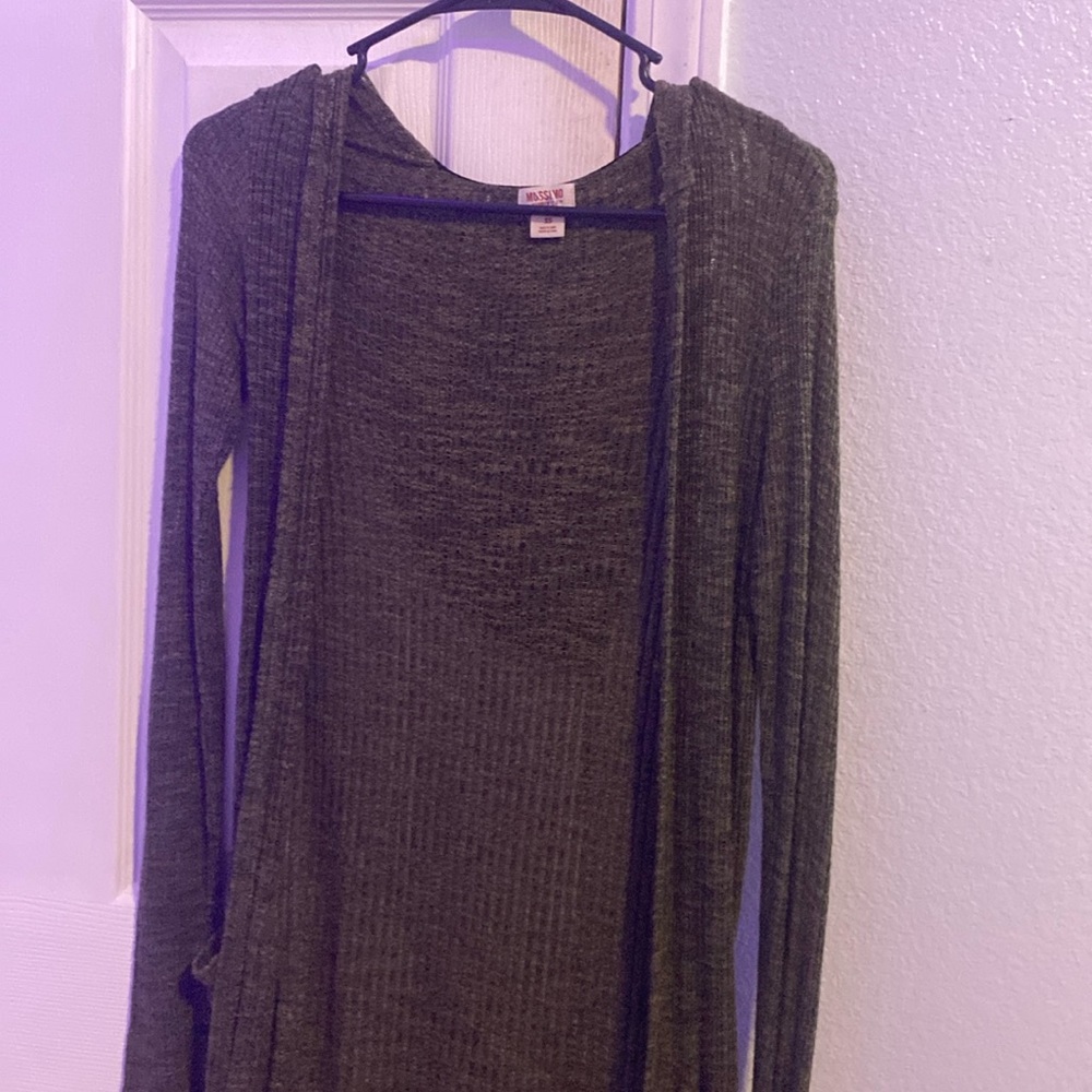 Green Mossimo cardigan woman with hoddie and pockets
